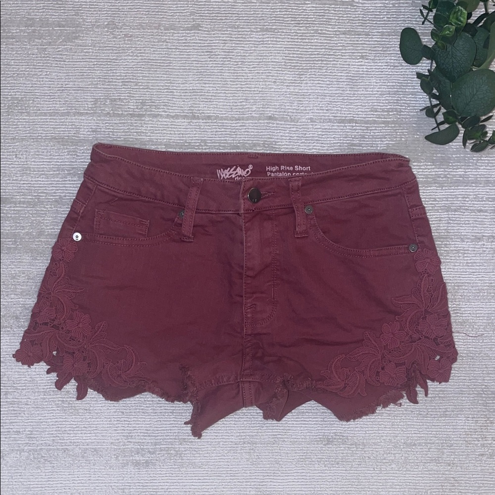 Floral Lace Denim Shorts